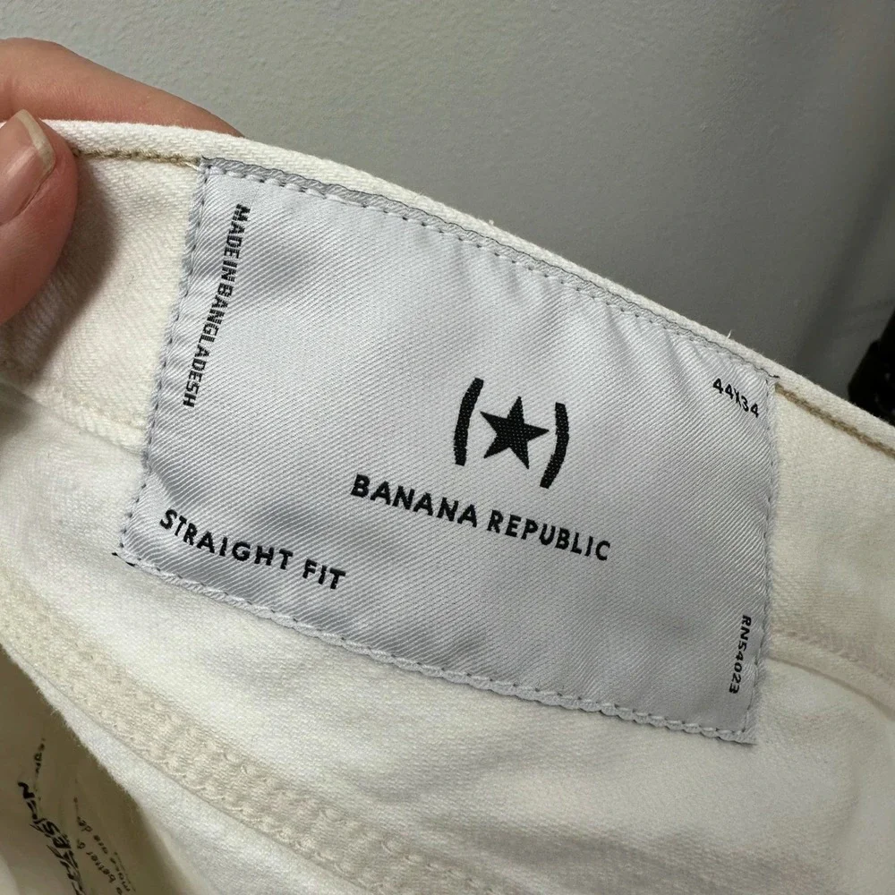 Banana‎ Republic Mens Straight Fit Organic Cotton Jeans White 44x34